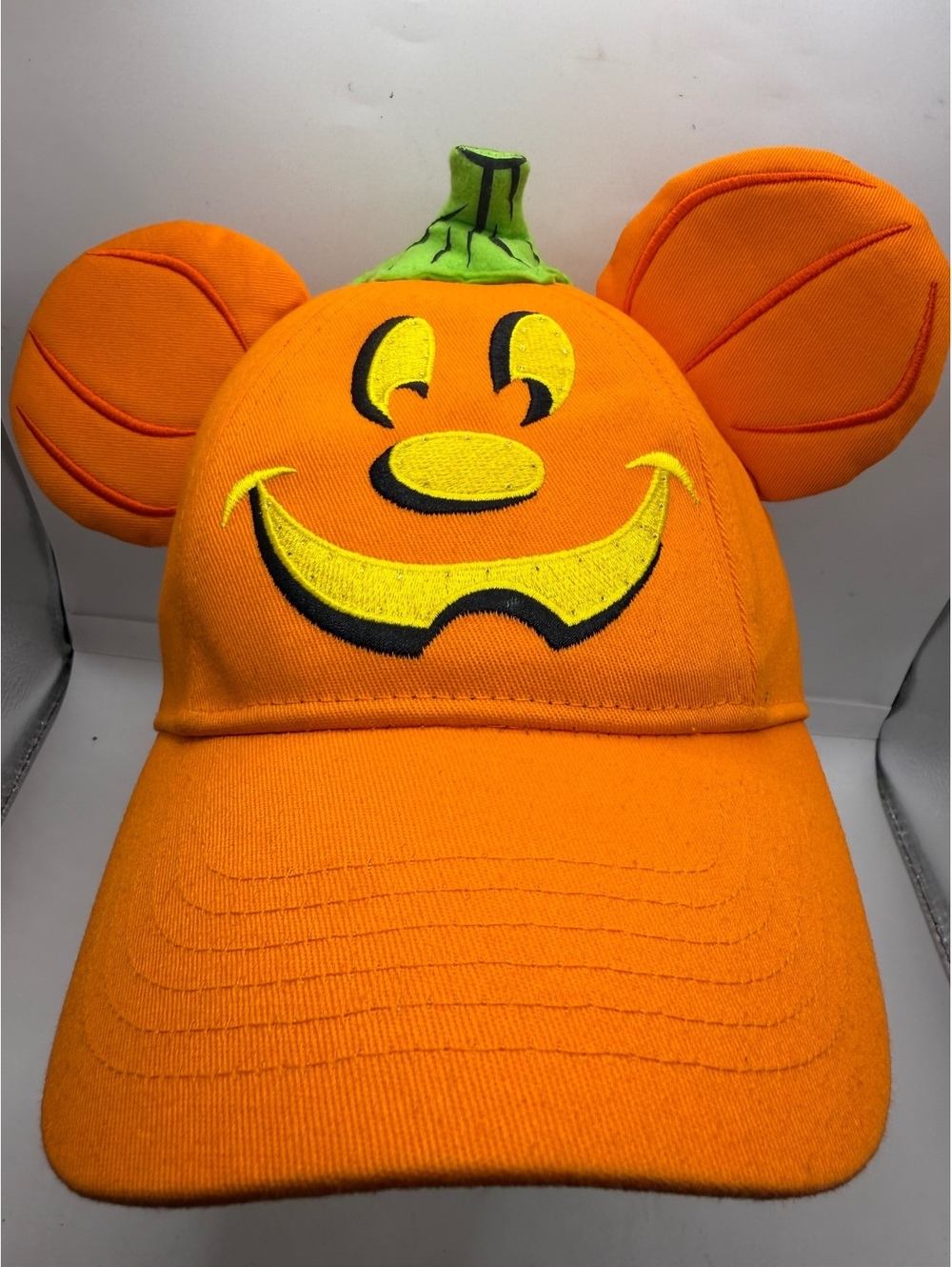 Disney Parks Mickey Mouse Pumpkin Halloween Hat Cap Adult 57-60cm Orange 3D Ears